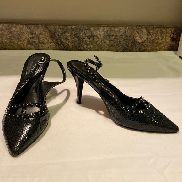 White House Black Market Shoes - WHBM Megan snakeskin slingback heels with stud accents size 8
